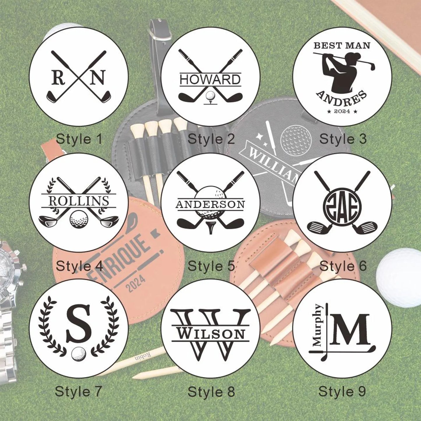 Engraved Leather Golf Ball Holder