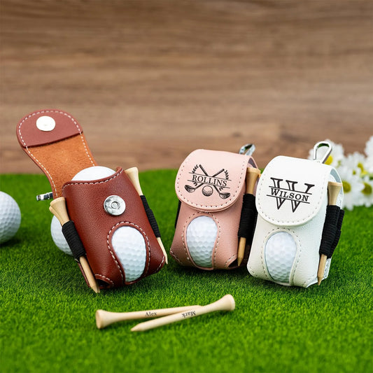 Engraved Leather Golf Ball Holder